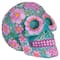 7.75" Blue & Pink Day of the Dead Skull Coin Bank